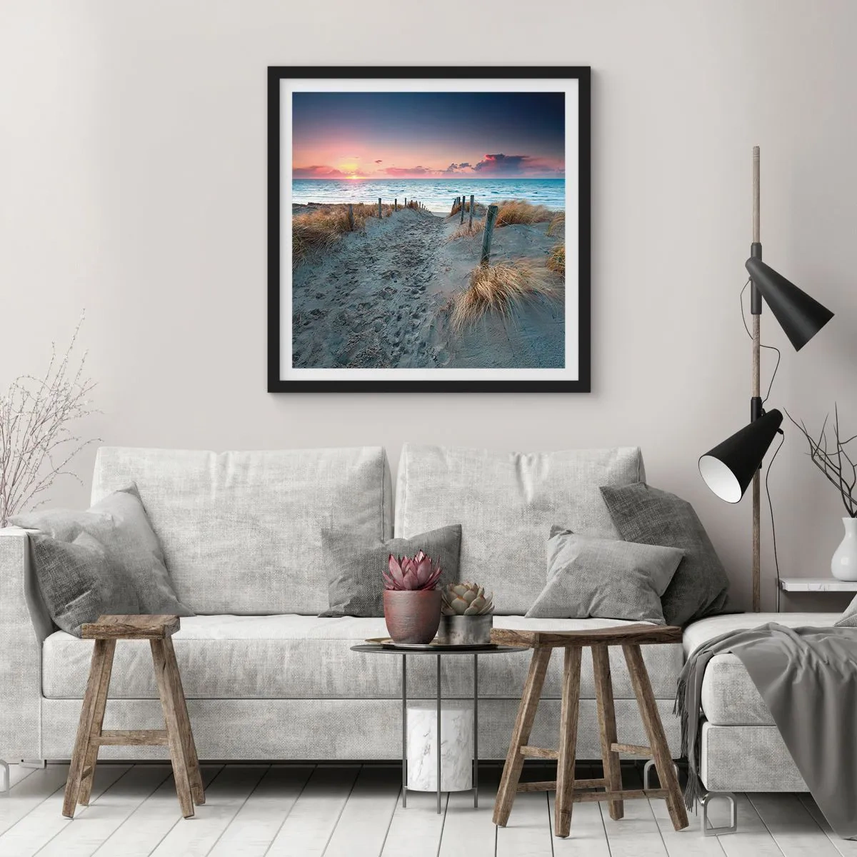 Plakat w czarnej ramie - Rozlałeś tęczę blasków promienistą… - 50x50 cm