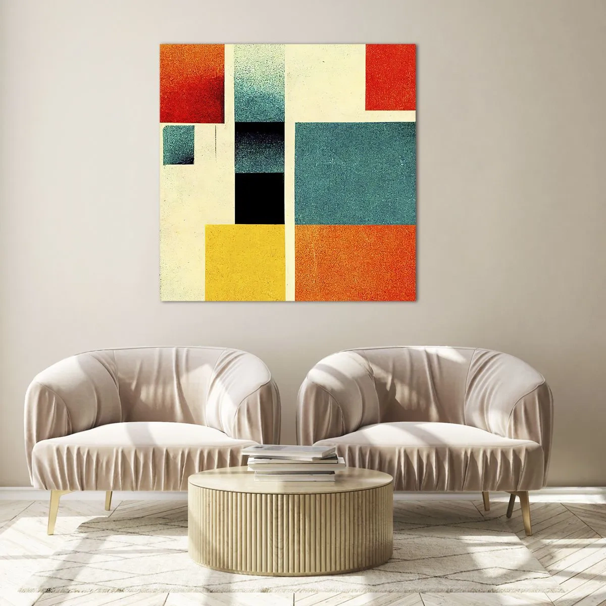 Obraz na szkle - Abstrakcja geometryczna – dobra energia - 30x30 cm