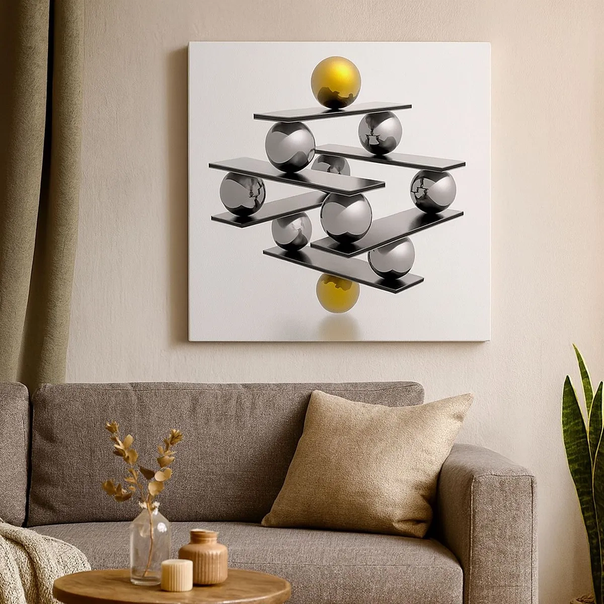 Obraz na płótnie - Złoto-srebrna równowaga - 30x30 cm