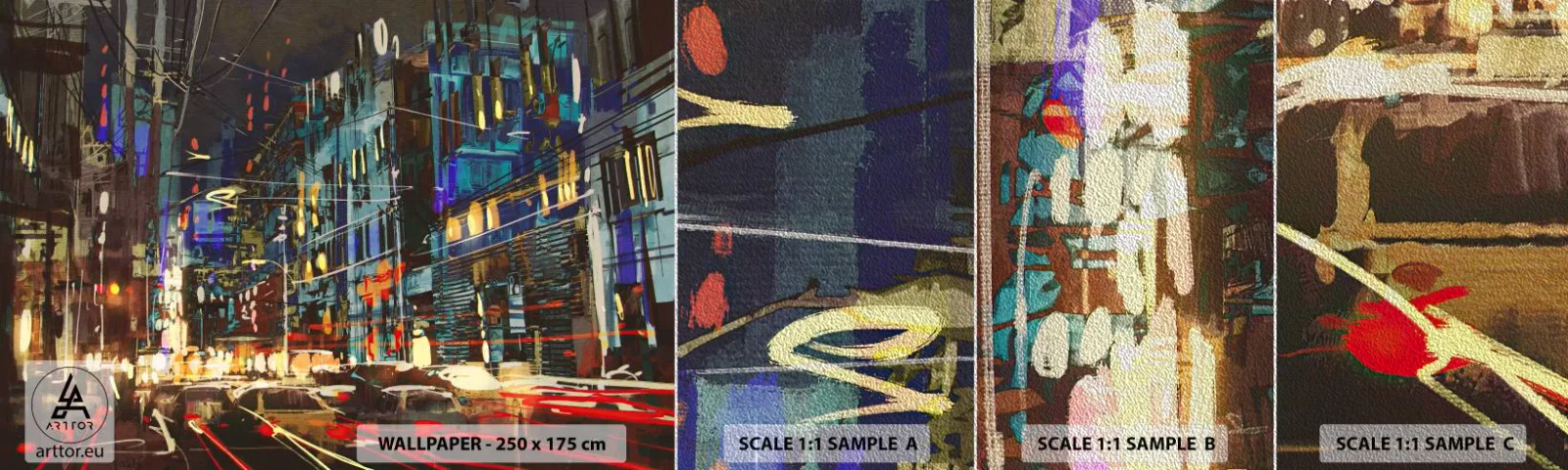 Fototapeta Próbka Premium Sand - Wieczorny gwar ulicy - Miasto, Architektura, Nocne Życie - 100x30 cm