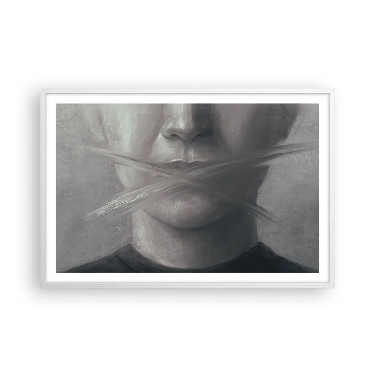 Plakat w białej ramie - Ani słowa - 91x61 cm