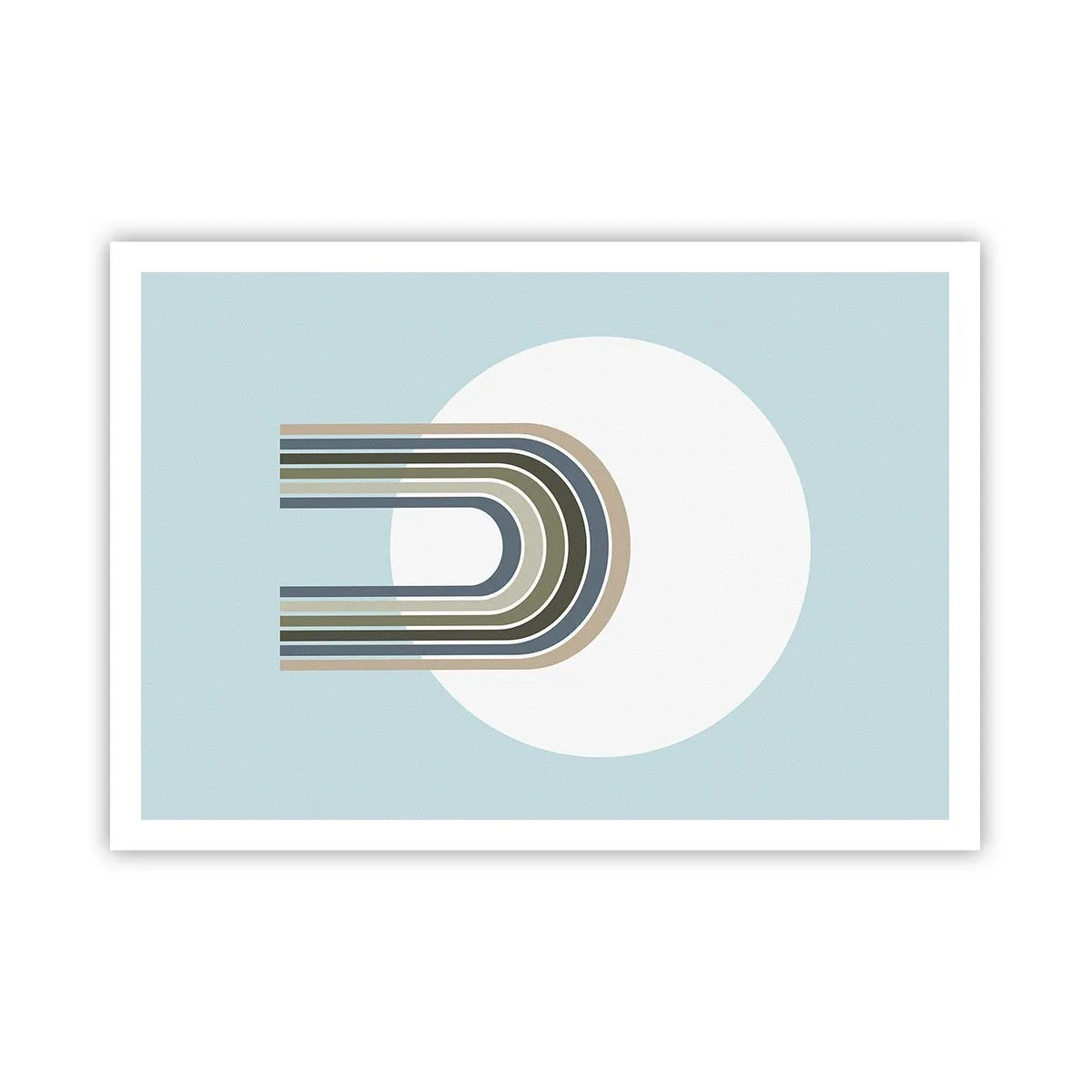 Plakat - Minimalistyczna kompozycja z okręgiem i liniami na pastelowym tle - 100x70cm - Nieodparte przyciąganie - Nowoczesna dekoracja ścienna do salonu i sypialni ARTTOR