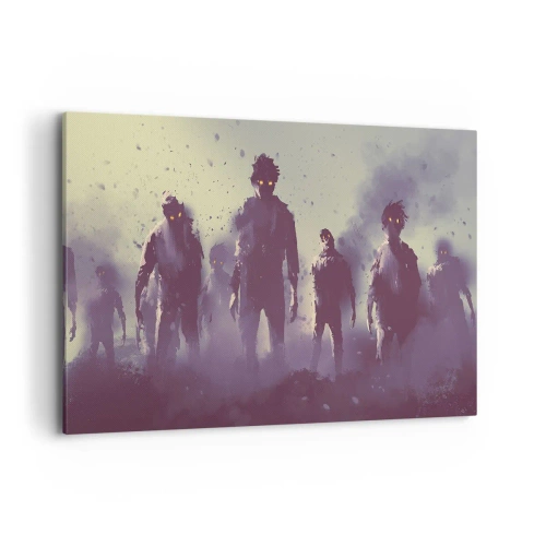 Obraz na płótnie - Mroczna scena z sylwetkami z żółtymi oczami - 120x80cm - Uważaj! Nadchodzą - Nowoczesna dekoracja ścienna do salonu, kuchni i sypialni ARTTOR