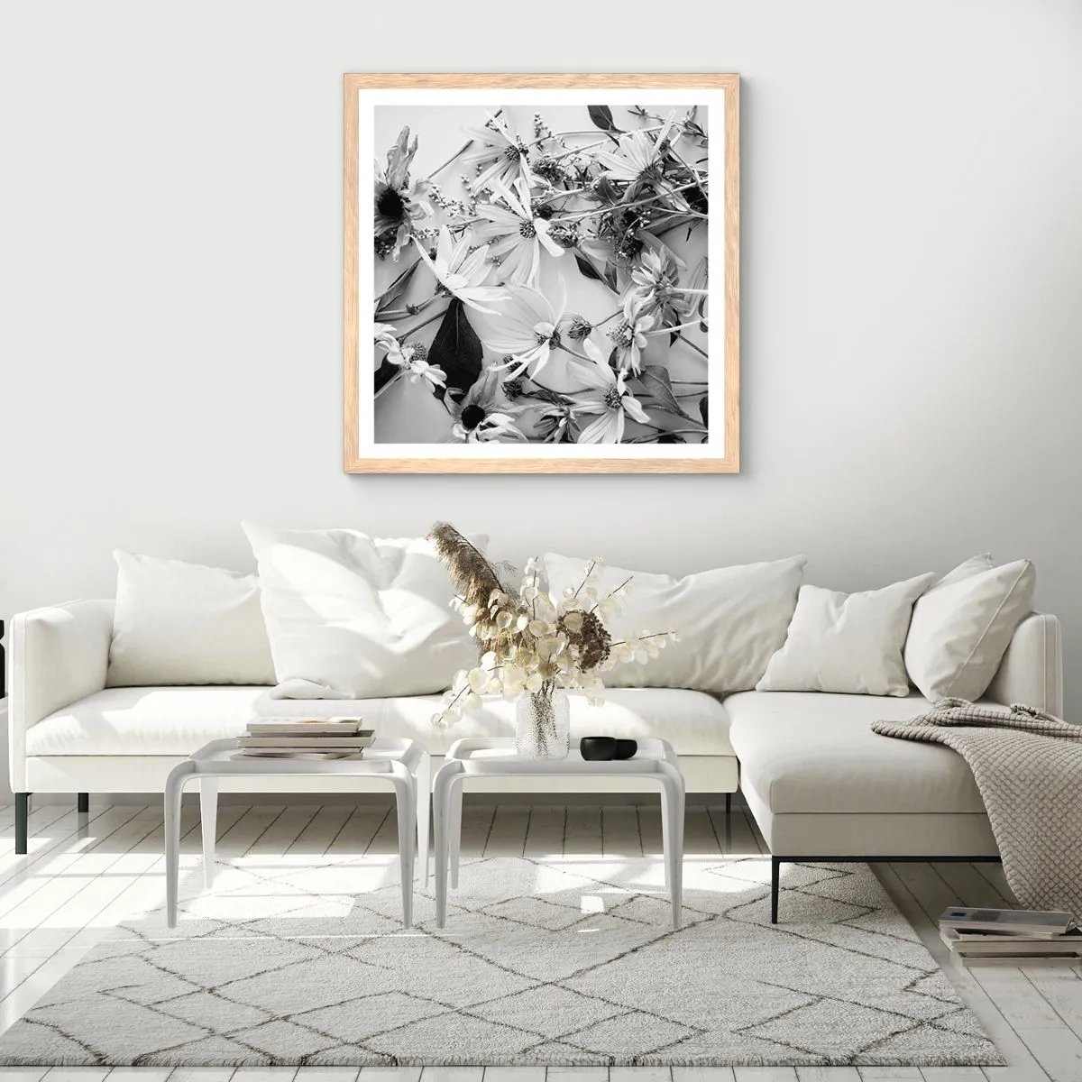 Plakat w ramie jasny dąb - Nie-bukiet kwiatów - 40x40 cm