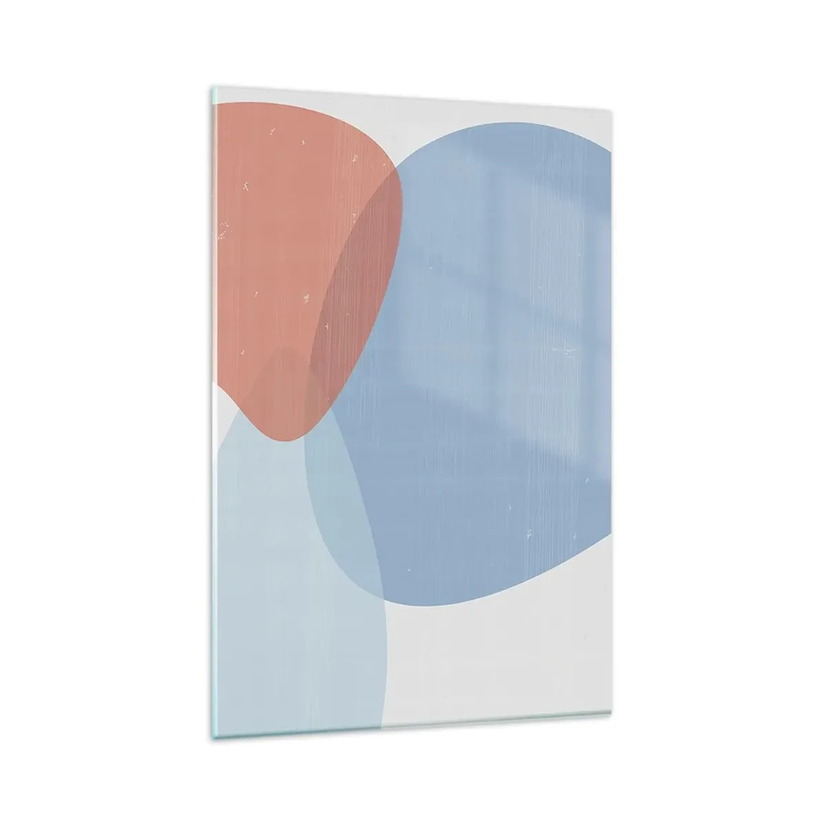 Obraz na szkle - Abstrakcyjna kompozycja w pastelowych odcieniach niebieskiego i różowego z organicznymi kształtami - 80x120cm - Pastelowe związki - Nowoczesna dekoracja ścienna do salonu i sypialni ARTTOR