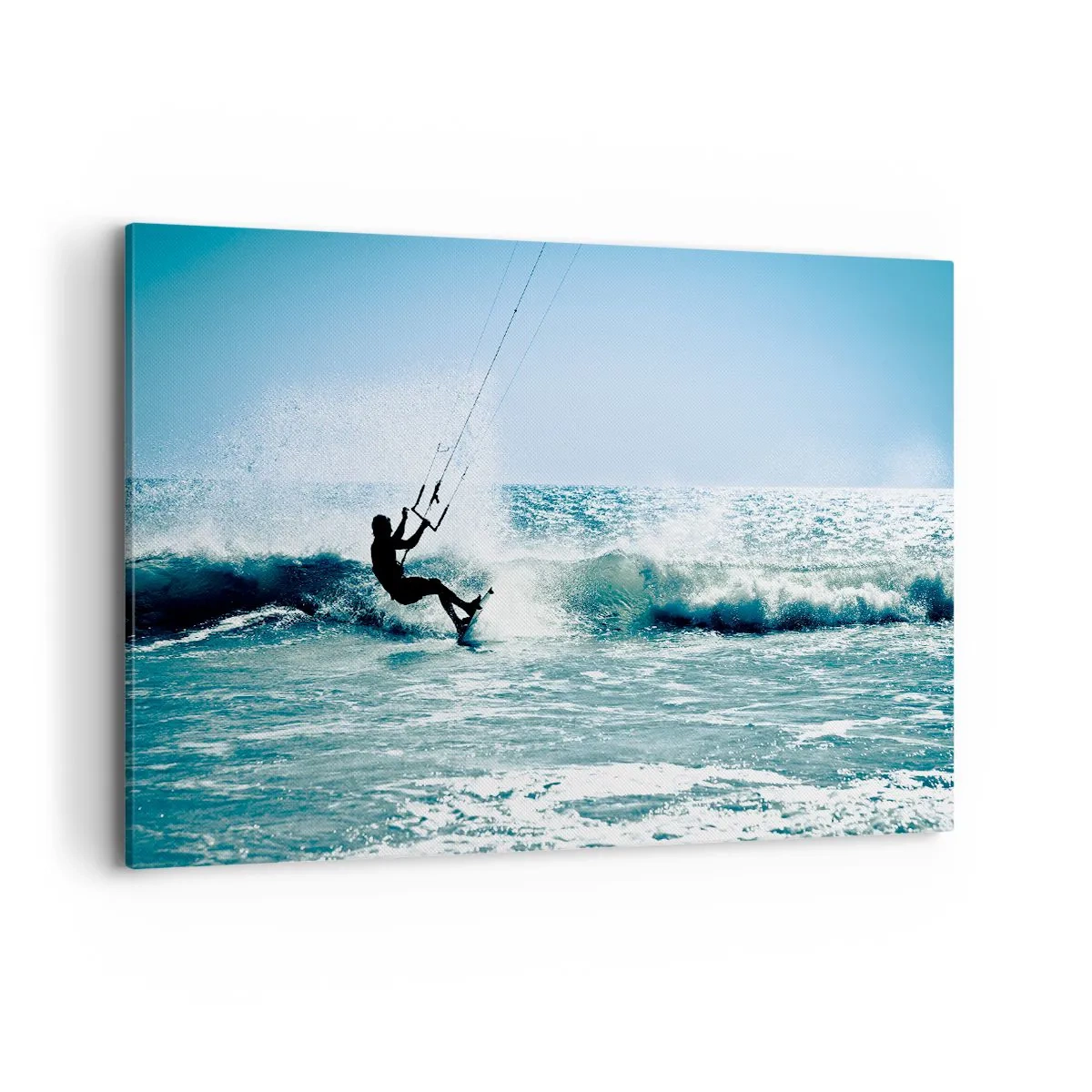 Obraz na płótnie - Kitesurfer na fali w pełnym słońcu - 120x80cm - Daj się ponieść - Nowoczesna dekoracja ścienna do salonu, kuchni i sypialni ARTTOR