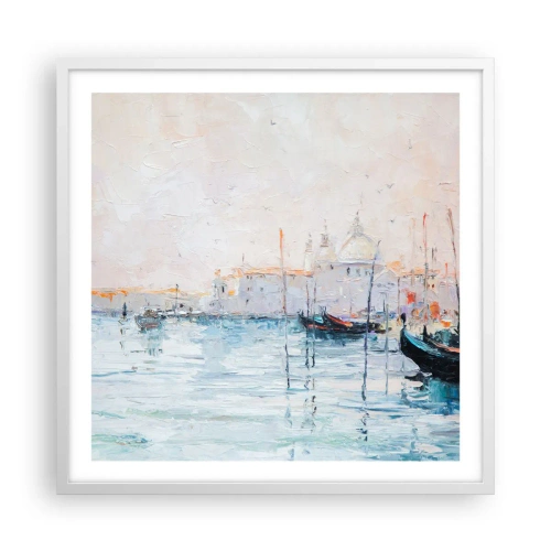 Plakat w białej ramie - Za wodą, za mgłą - 60x60 cm