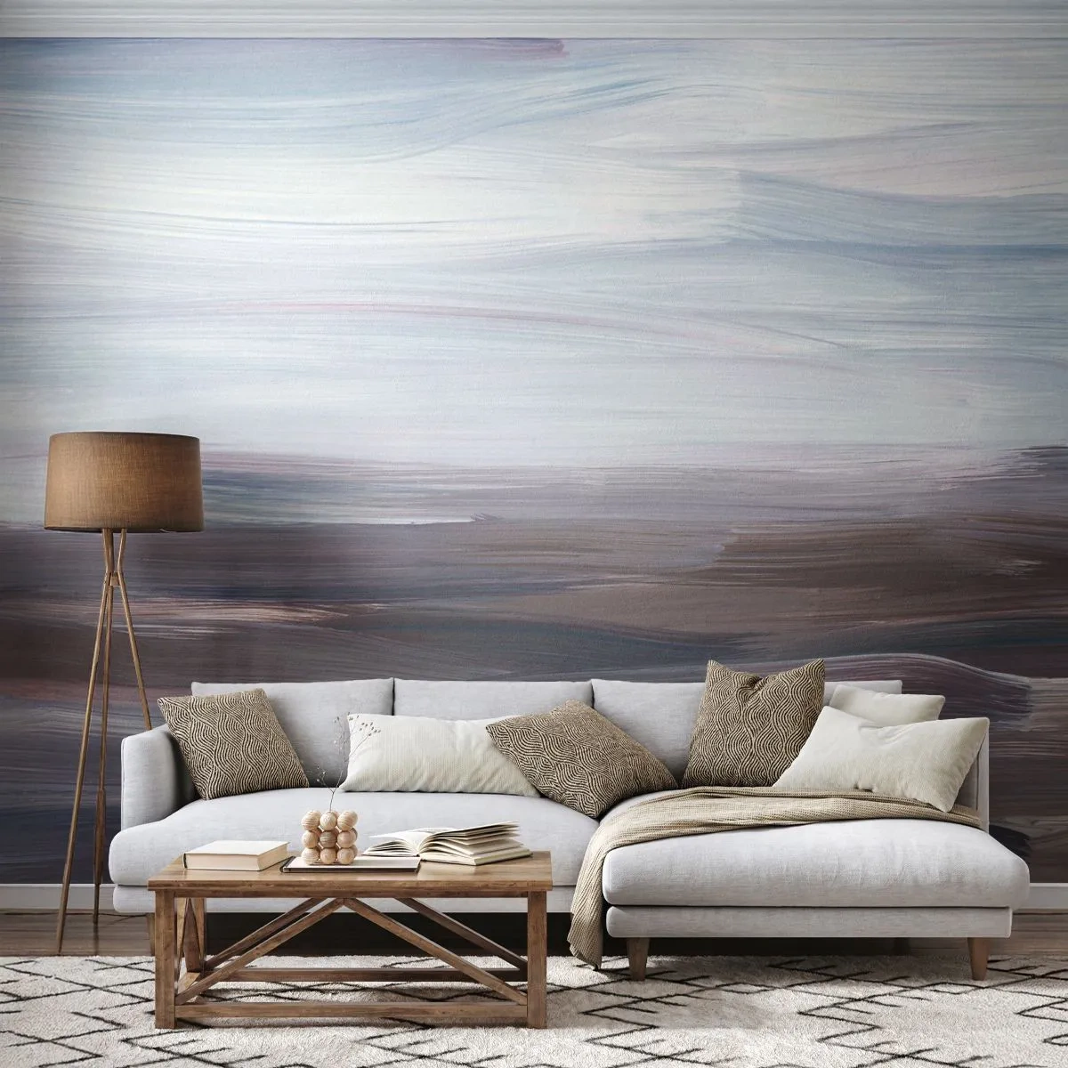 Fototapeta Premium Sand - Abstrakcyjna kompozycja pociągnięć pędzla w chłodnych barwach - 100x70cm - Żywioły: woda - Nowoczesna dekoracja ścienna do salonu, kuchni i sypialni ARTTOR