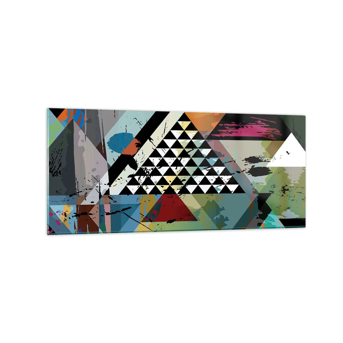 Obraz na szkle - Abstrakcyjna kompozycja geometrycznych kształtów i barw - 120x50cm - Jakie to proste - Nowoczesna dekoracja ścienna do salonu i sypialni ARTTOR