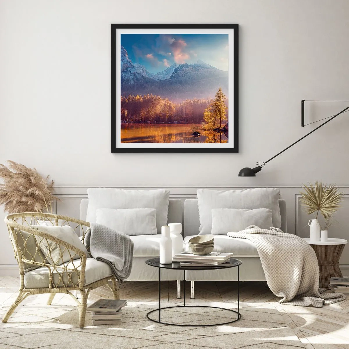 Plakat w czarnej ramie - W górach i dolinach - 30x30 cm