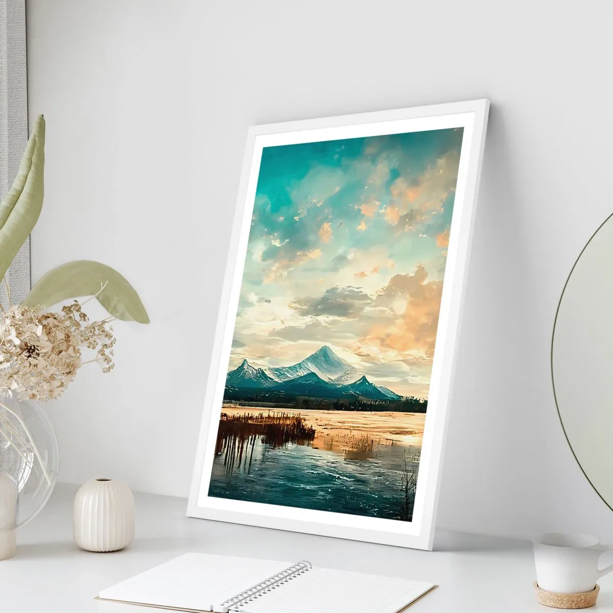 Plakat w białej ramie - Pod opieką nieba - 70x100 cm