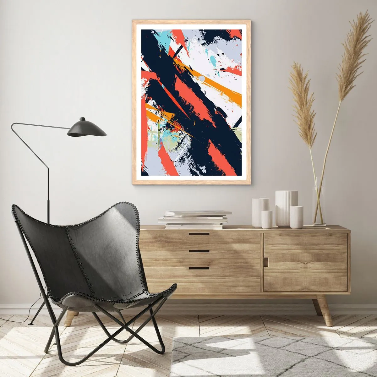 Plakat w ramie jasny dąb - Kompozycja dynamiczna - 30x40 cm