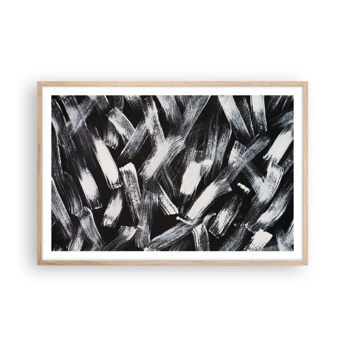 Plakat w ramie jasny dąb - Abstrakcja w duchu industrialnym - 91x61 cm