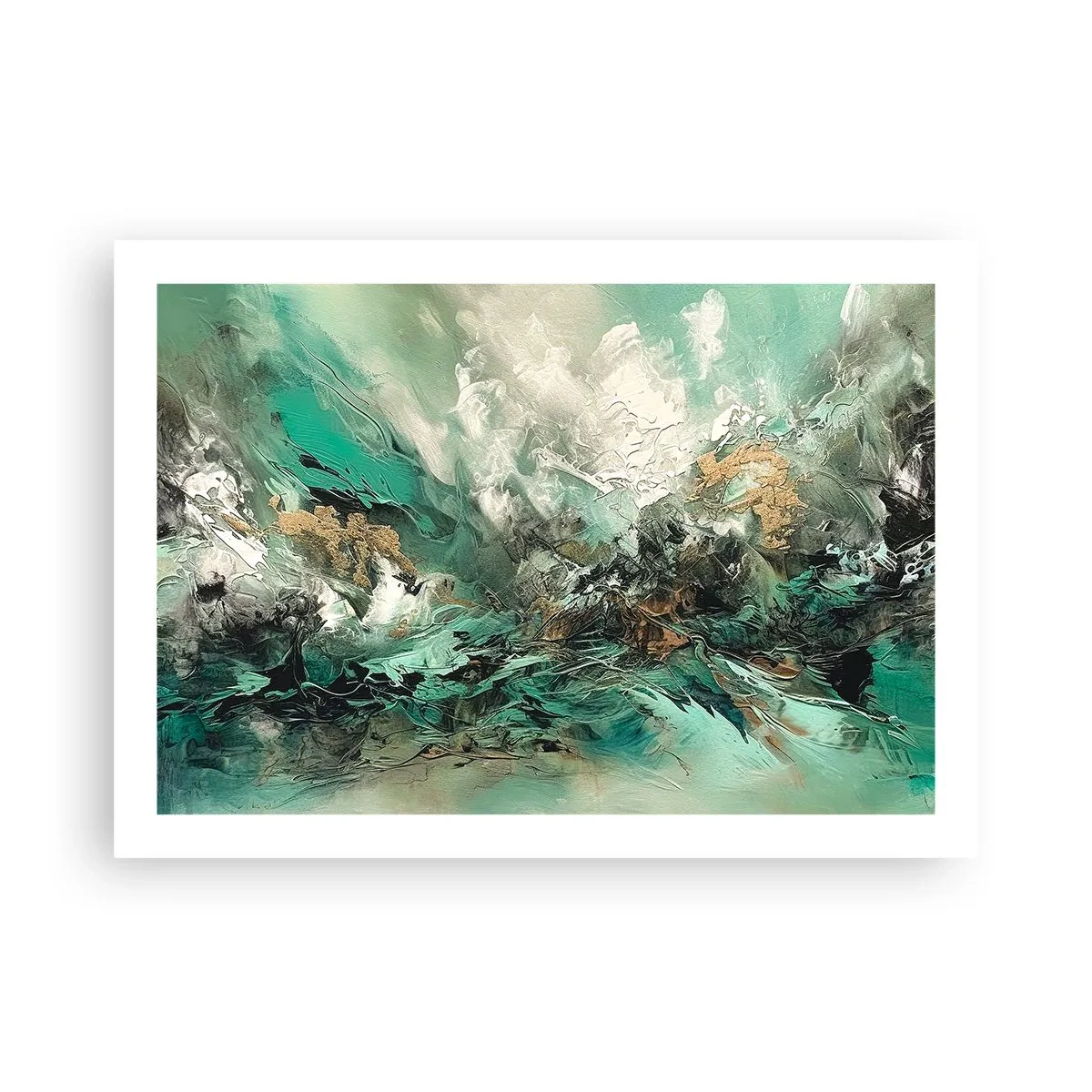 Plakat - Szmaragdowo-czarna kipiel - 70x50 cm