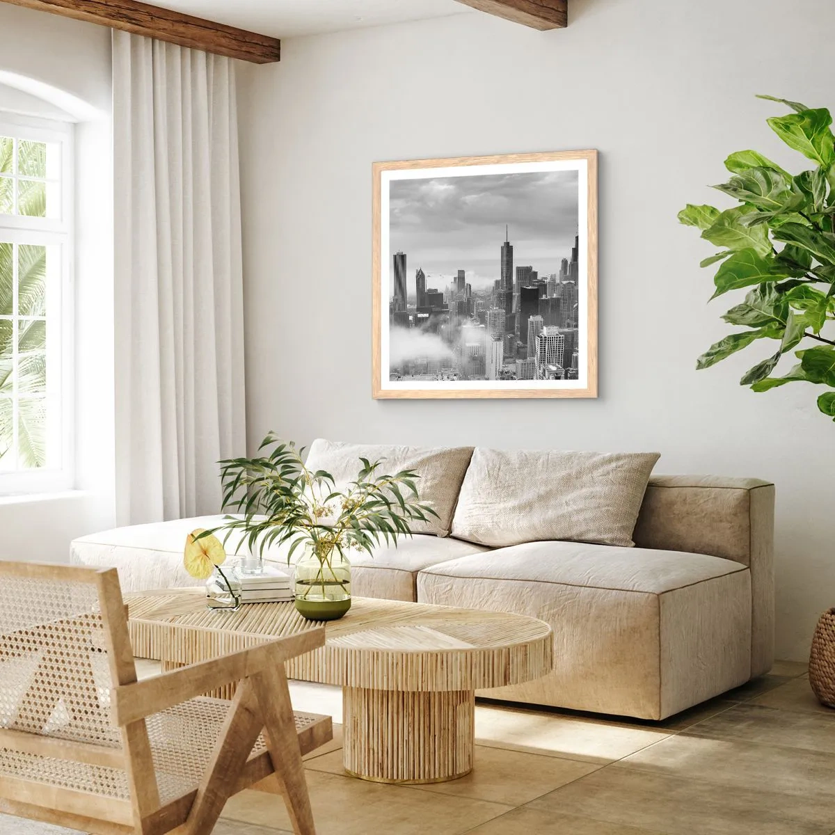 Plakat w ramie jasny dąb - Pejzaż amerykański - 60x60 cm