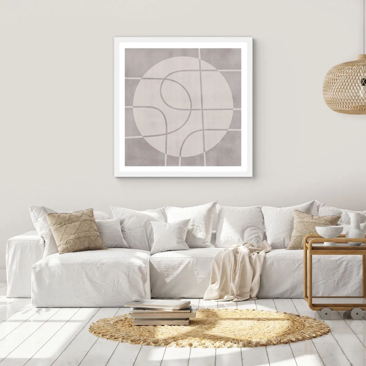 Plakat w białej ramie - Koliście i na wprost - 60x60 cm