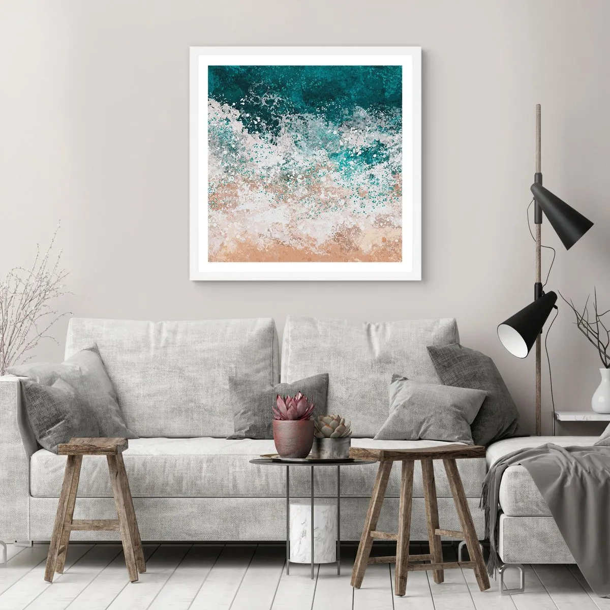 Plakat w białej ramie - Morskie opowieści - 40x40 cm