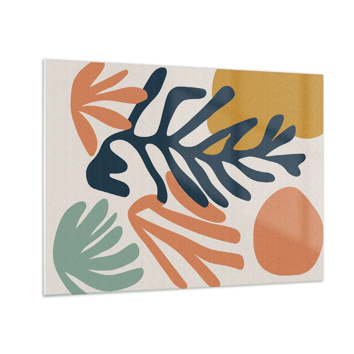Obraz na szkle - Kolorowa grafika z motywem roślinnym i koralowym - 70x50cm - Koralowe morza - Nowoczesna dekoracja ścienna do salonu i sypialni ARTTOR