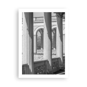 Plakat - Kolumny w architekturze z subtelnymi cieniami - 50x70cm - Słoneczna arkada - Nowoczesna dekoracja ścienna do salonu, kuchni i sypialni ARTTOR