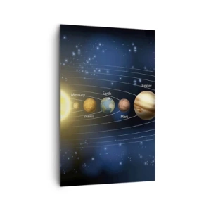 Obraz na płótnie - Schemat układu słonecznego z planetami i słońcem - 80x120cm - Jedna z dziesięciu - Nowoczesna dekoracja ścienna do salonu i sypialni ARTTOR