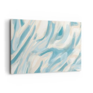 Obraz na płótnie - Abstrakcyjne błękitne smugi na jasnym tle - 120x80cm - Wiosenne powiewy - Nowoczesna dekoracja ścienna do salonu, kuchni i sypialni ARTTOR