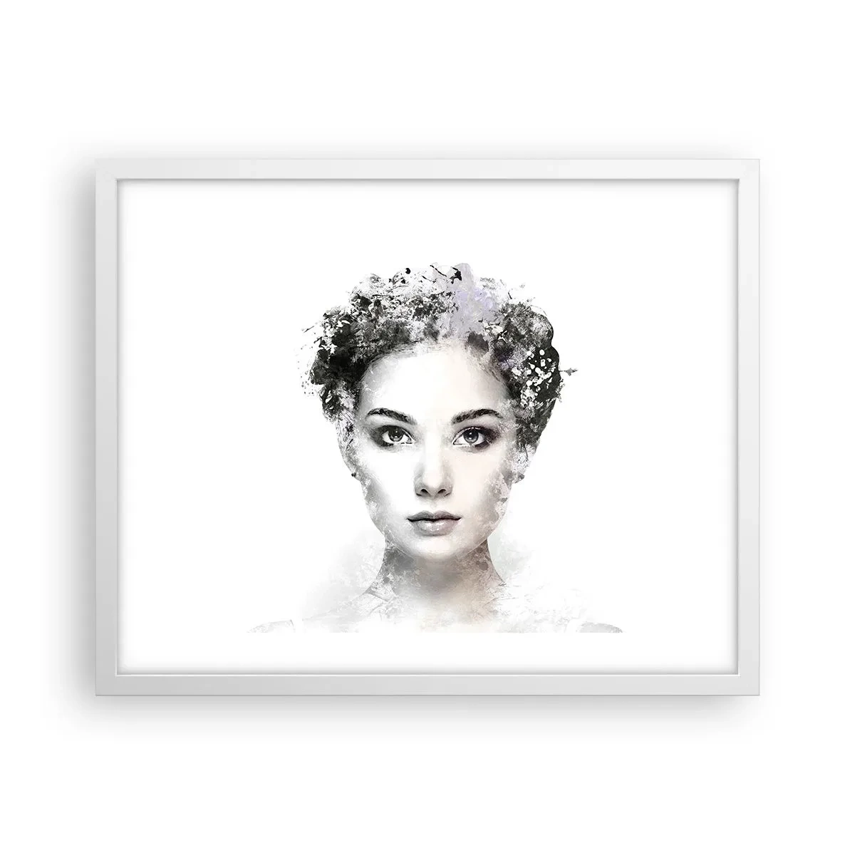 Plakat w białej ramie - Portret niezwykle stylowy - 50x40 cm