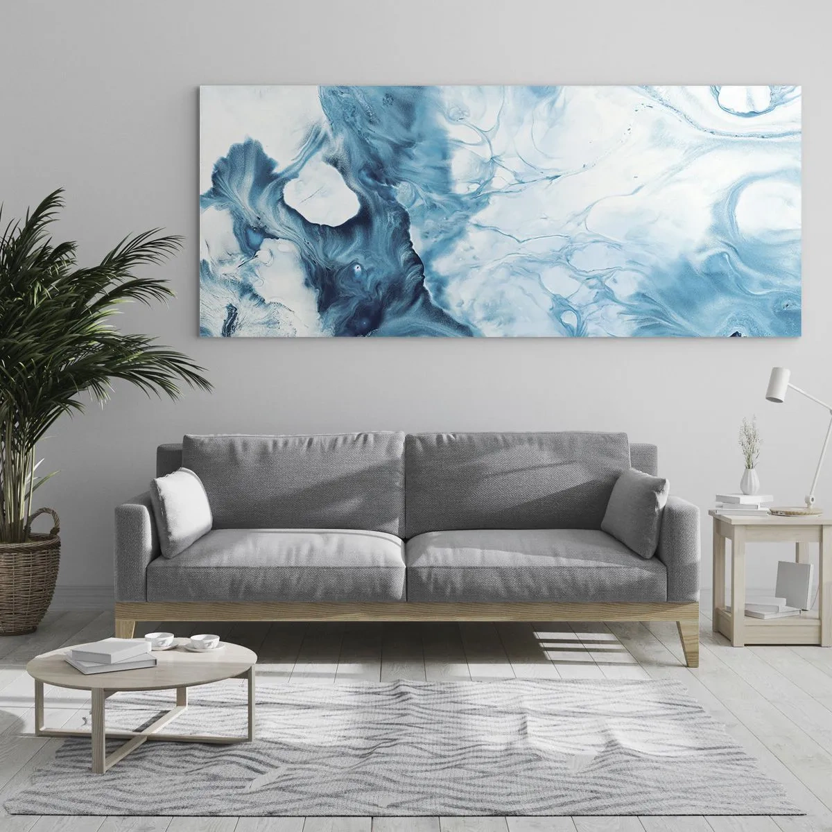 Obraz na szkle - Koncert błękitu - 100x40 cm
