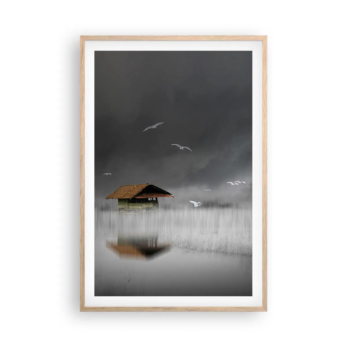 Plakat w ramie jasny dąb - Schronienie przed deszczem - 61x91 cm