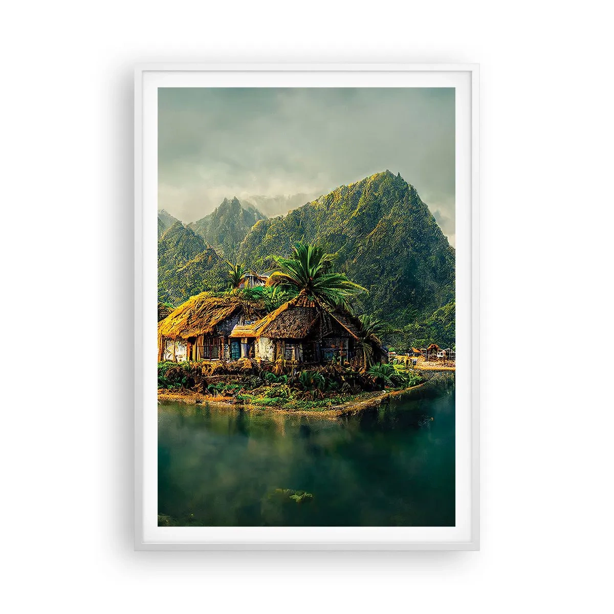 Plakat w białej ramie - Tropikalny raj - 70x100 cm