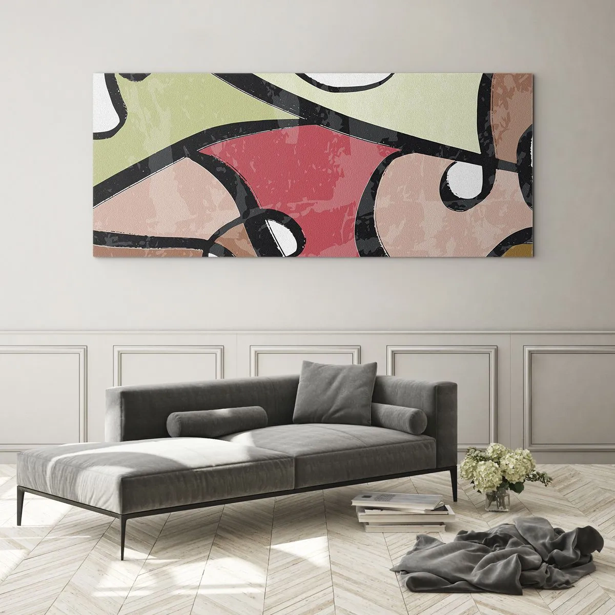 Obraz na szkle - Piruety wśród barw - 90x30 cm