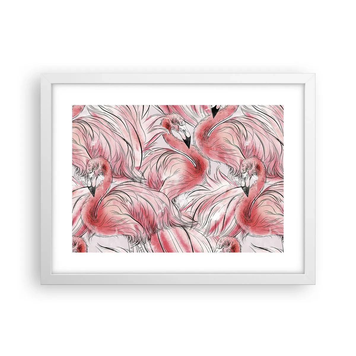 Plakat w białej ramie - Ptasi corps de ballet - 40x30 cm