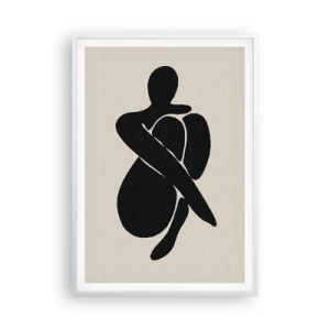 Plakat w białej ramie - We własnych objęciach - 70x100 cm