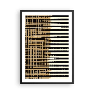 Plakat w czarnej ramie - Geometryczny wzór z liniami i ciepłymi barwami - 50x70cm - Architektoniczna abstrakcja - Nowoczesna dekoracja ścienna do salonu i sypialni ARTTOR