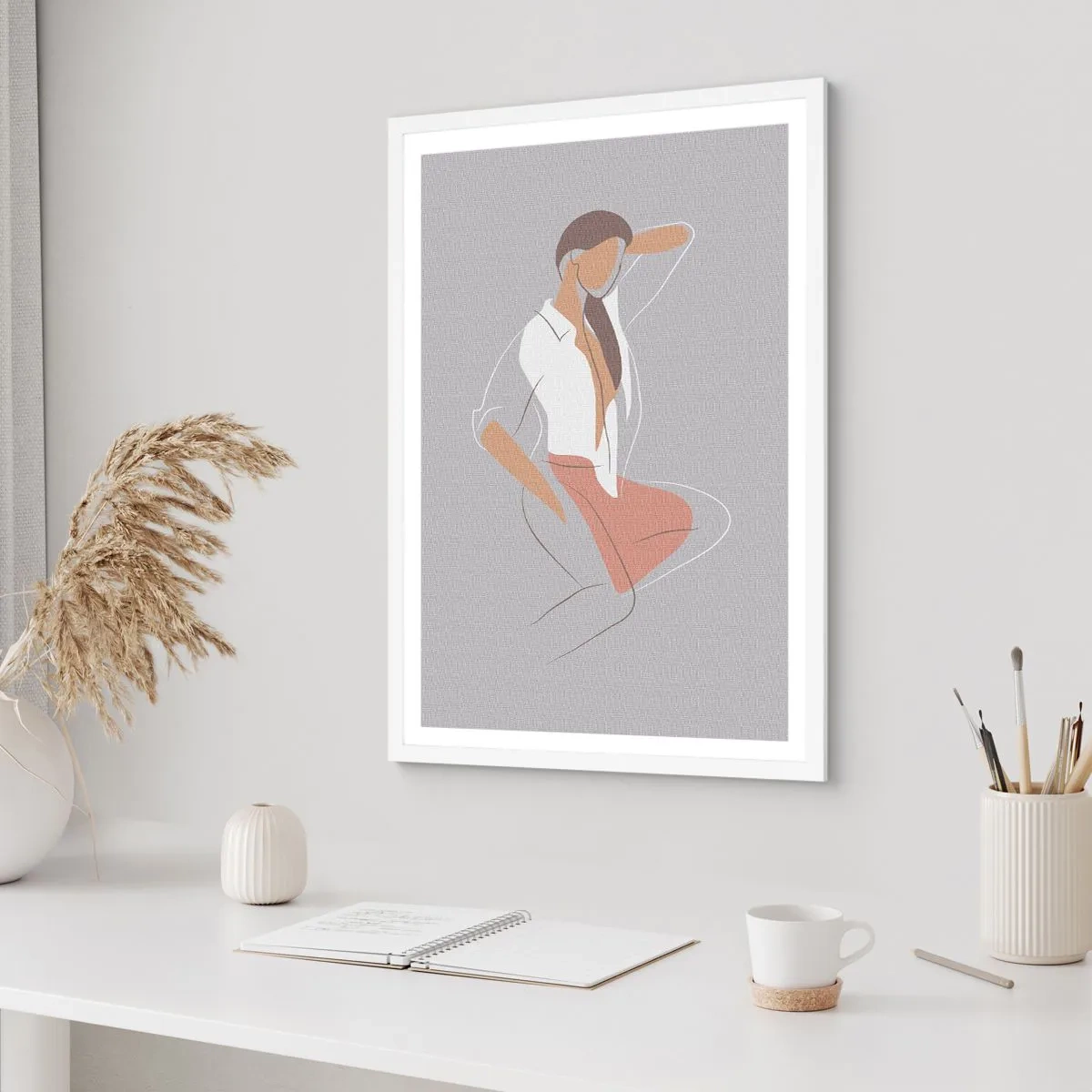 Plakat w białej ramie - Zarys wdzięku - 40x50 cm