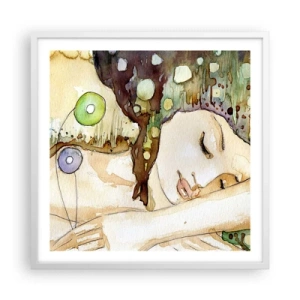 Plakat w białej ramie - Szmaragdowo-fiołkowy sen - 60x60 cm