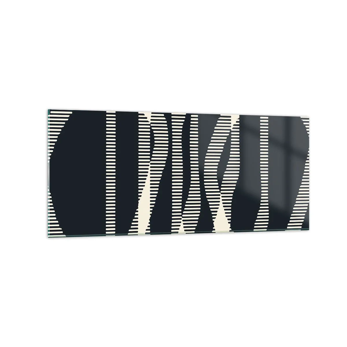 Obraz na szkle - Geometryczne linie w jasnych odcieniach na ciemnym tle - 120x50cm - Próba przełamania ciemności - Nowoczesna dekoracja ścienna do salonu i sypialni ARTTOR