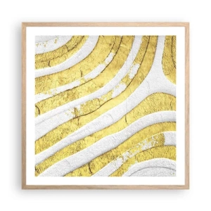 Plakat w ramie jasny dąb - Kompozycja w bieli i złocie - 60x60 cm
