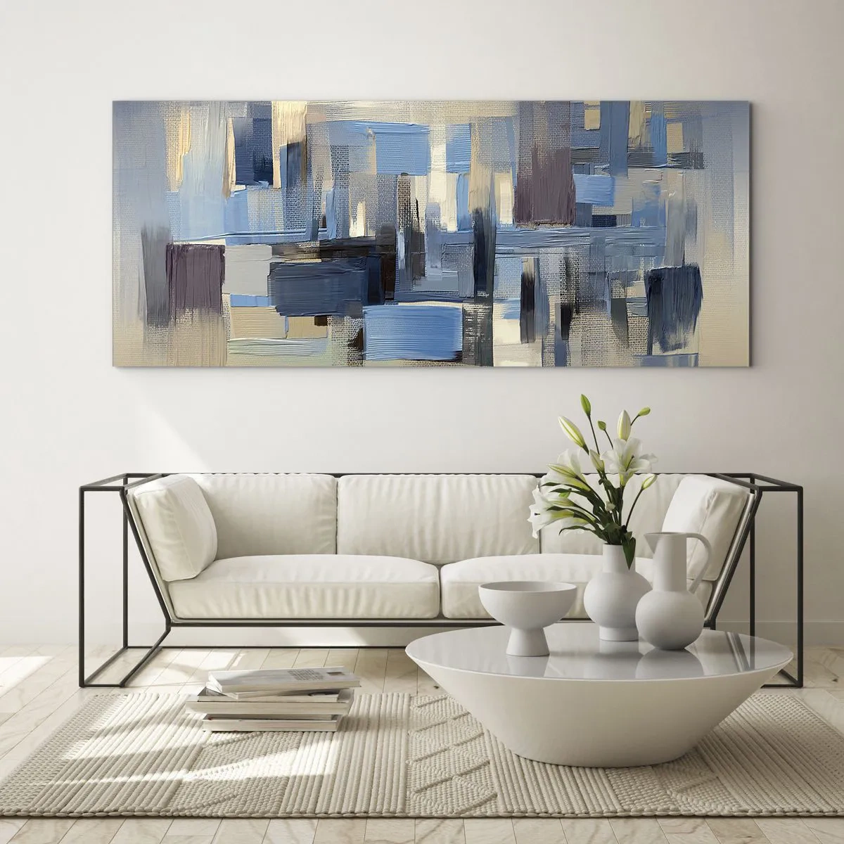 Obraz na szkle - Błękitna konstrukcja - 100x40 cm
