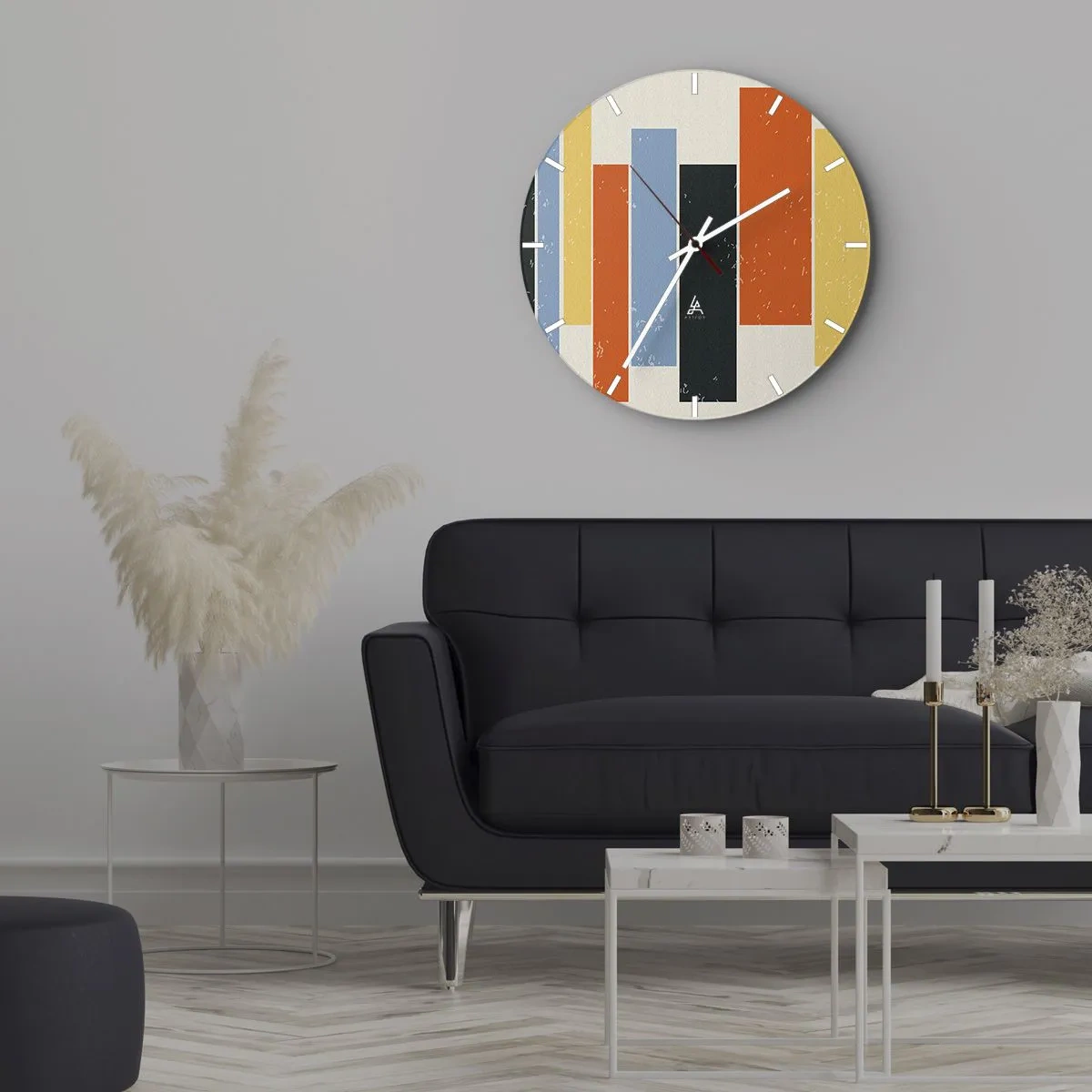 Zegar ścienny - Pionowe pasy w stylu retro w ciepłej kolorystyce - 30x30cm - Zapis muzyki - Nowoczesna dekoracja ścienna do salonu, kuchni i sypialni ARTTOR