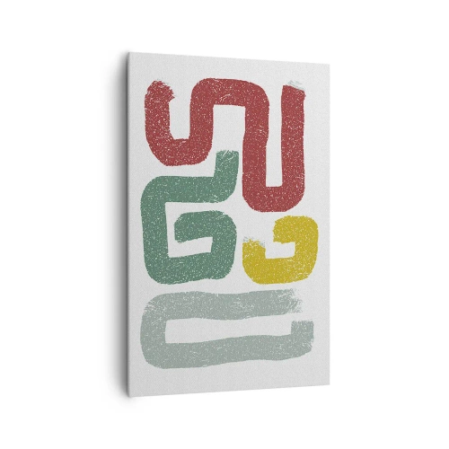 Obraz na płótnie - Kolorowe geometryczne wzory w stylu abstrakcyjnym - 80x120cm - W nieznanym języku - Nowoczesna dekoracja ścienna do salonu i sypialni ARTTOR