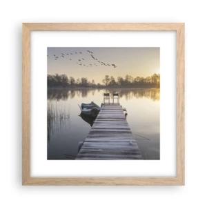 Plakat w ramie jasny dąb - Wrócę za jakiś czas - 30x30 cm