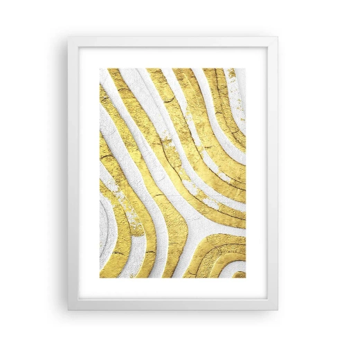 Plakat w białej ramie - Kompozycja w bieli i złocie - 30x40 cm