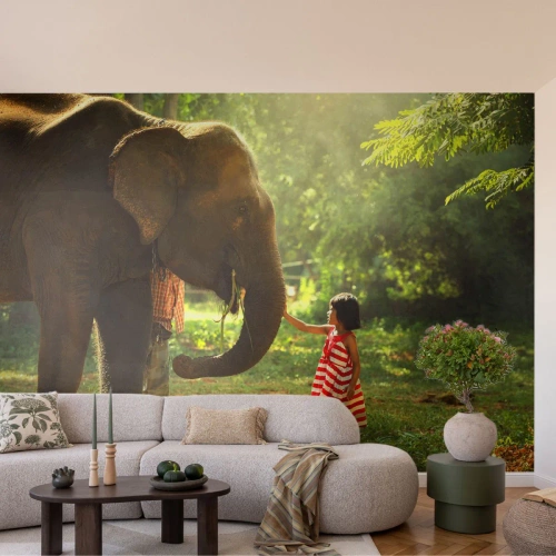 Fototapeta Samoprzylepna Deluxe Sticker - Siła przyjaźni - Zwierzęta, Słoń, Dziewczynka - 100x70 cm