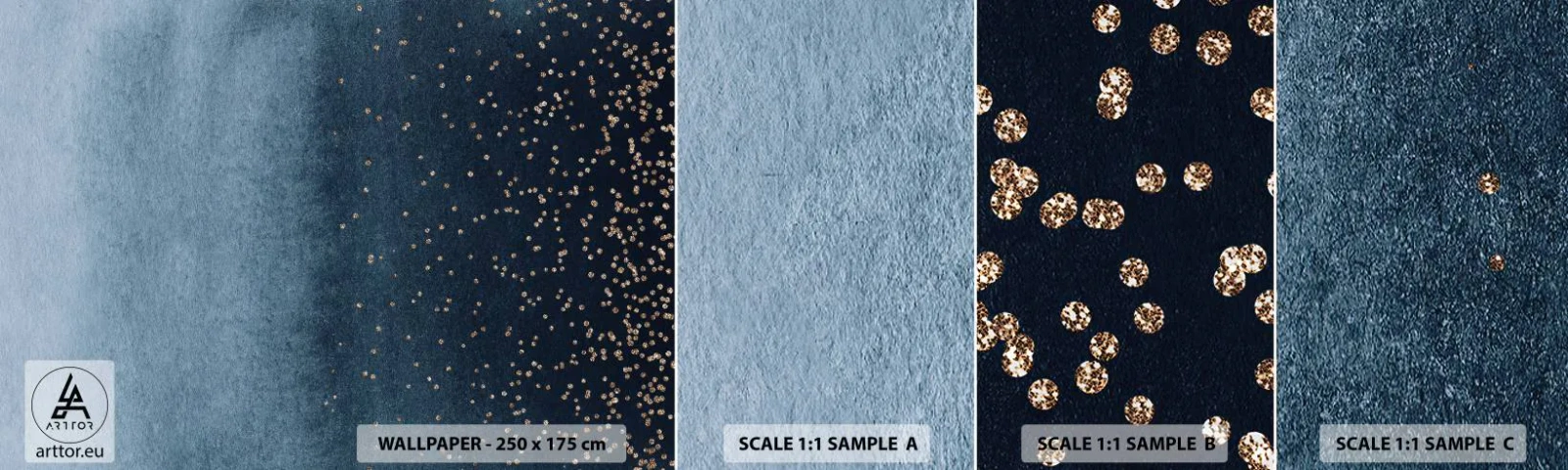 Fototapeta Próbka Standard Eco - Kompozycja – niebieskie fazy - Abstrakcja, Sztuka, Design - 100x30 cm