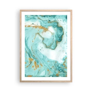 Plakat w ramie jasny dąb - Pod wielką falą z epoki Edo - 50x70 cm