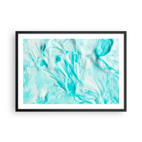 Plakat w czarnej ramie - Abstrakcyjny motyw w pastelowych odcieniach błękitu i bieli - 70x50cm - Na zawsze razem - Nowoczesna dekoracja ścienna do salonu i sypialni ARTTOR