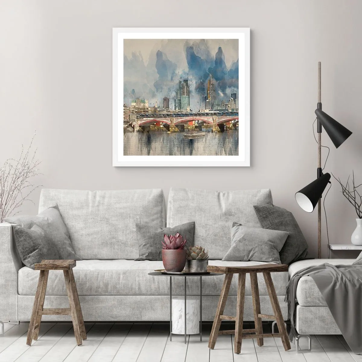 Plakat w białej ramie - Londyn w całej okazałości - 30x30 cm