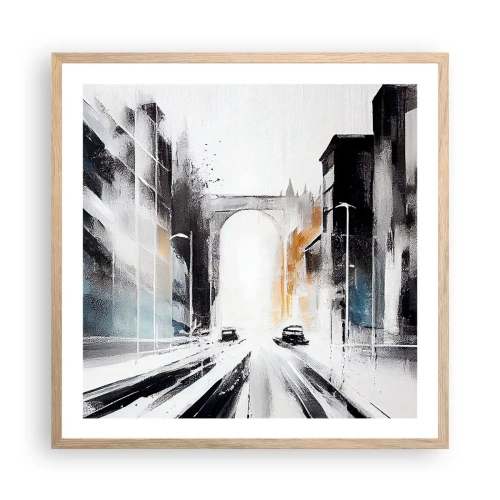 Plakat w ramie jasny dąb - Studium miasta: architektura i ruch - 60x60 cm