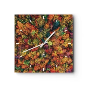 Zegar ścienny - Kolorowe korony drzew w jesiennej palecie barw - 30x30cm - Bukiet jesiennych drzew - Nowoczesna dekoracja ścienna do salonu i sypialni ARTTOR