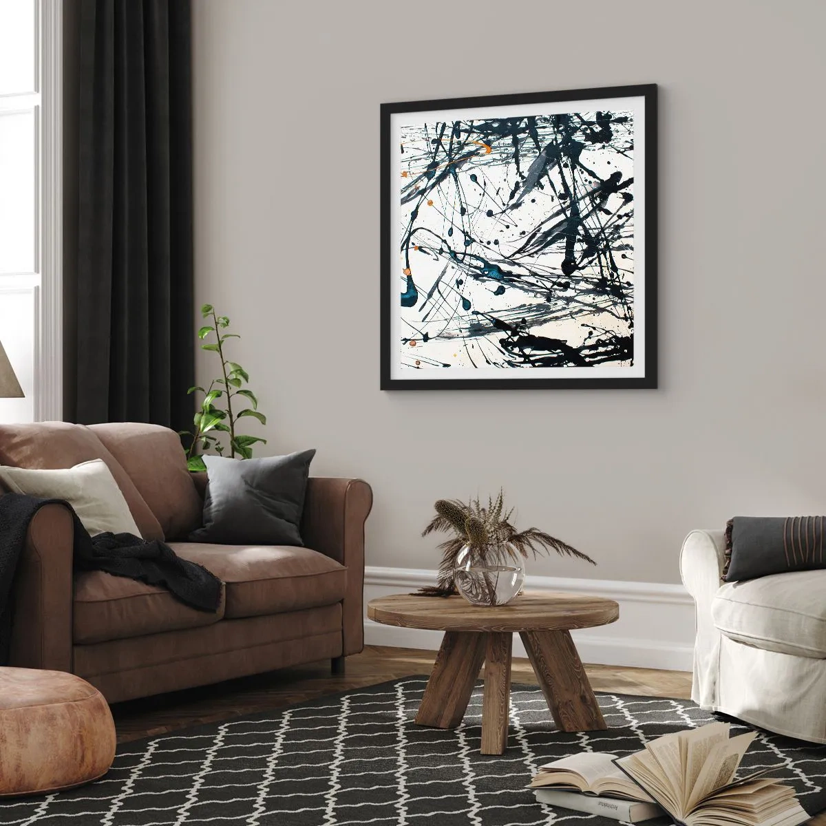 Plakat w czarnej ramie - Z sensem czy bez sensu? - 40x40 cm